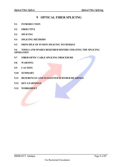 Fiber Optic Cable Installation and Handling Instructions | PPTX