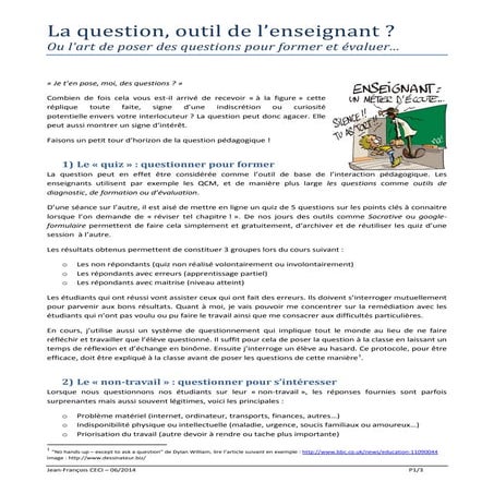 L'art de poser des questions pour former et évaluer