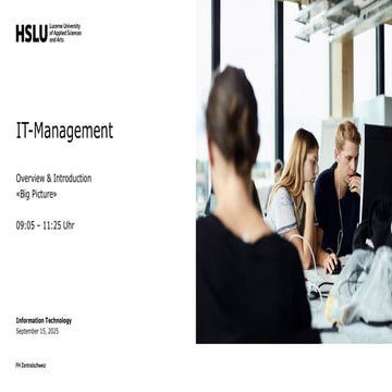 IT Management overview of the module and content