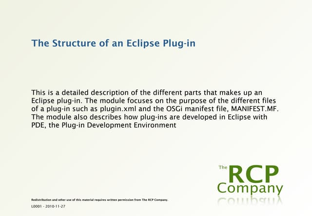 L0016 - The Structure of an Eclipse Plug-in