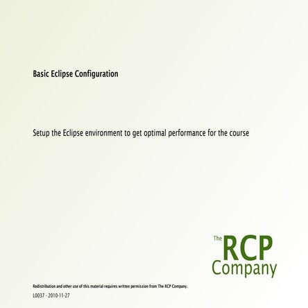 L0037 - Basic Eclipse Configuration