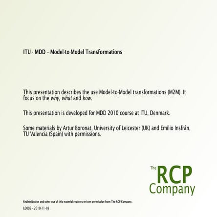 ITU - MDD – Model-to-Model Transformations