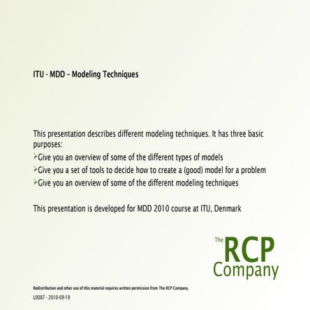 ITU - MDD – Modeling Techniques
