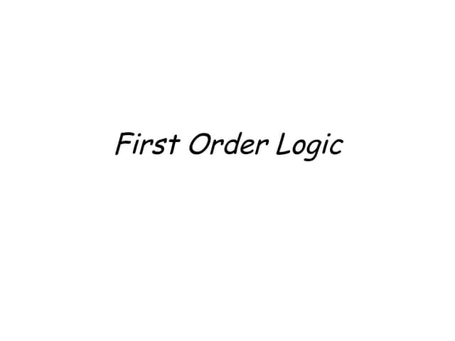 First order predicate logic - Artificial Intelligence