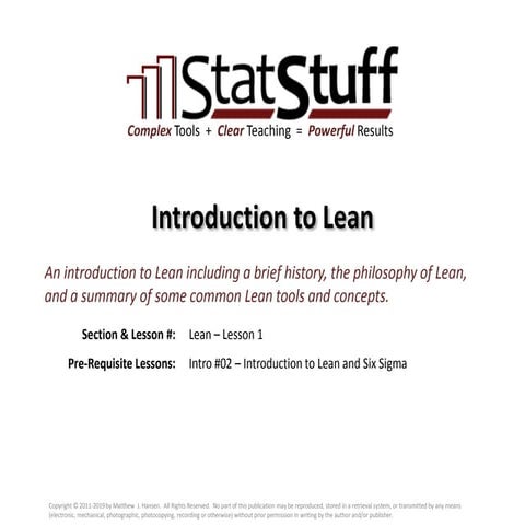 Introduction to Lean with Matt Hansen at StatStuff