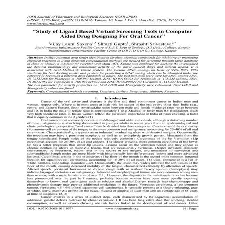 ―Study of Ligand Based Virtual Screening Tools in Computer Aided Drug Designi...