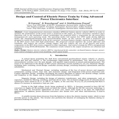 Design and Control of Electric Power Train by Using Advanced Power Electronic...