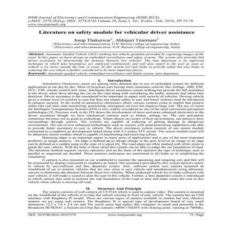 Literature on safety module for vehicular driver assistance 