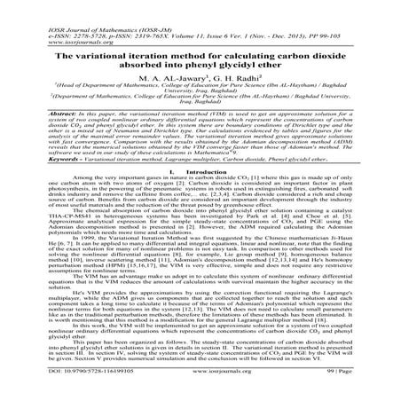 The variational iteration method for calculating carbon dioxide absorbed into...