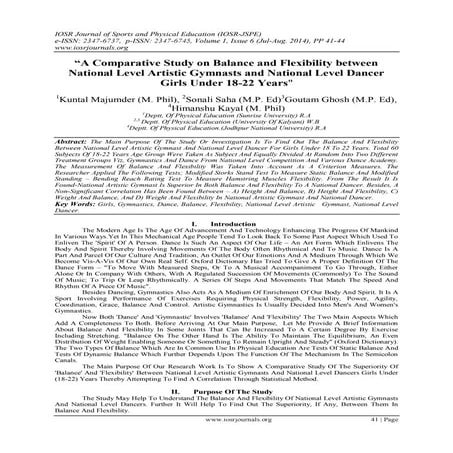 “A Comparative Study on Balance and Flexibility between National Level Artist...