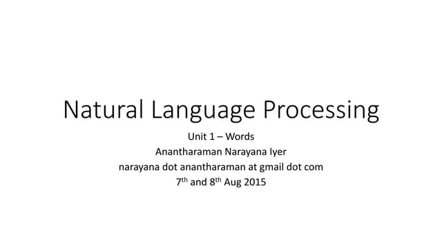 Natural Language Processing: L02 words