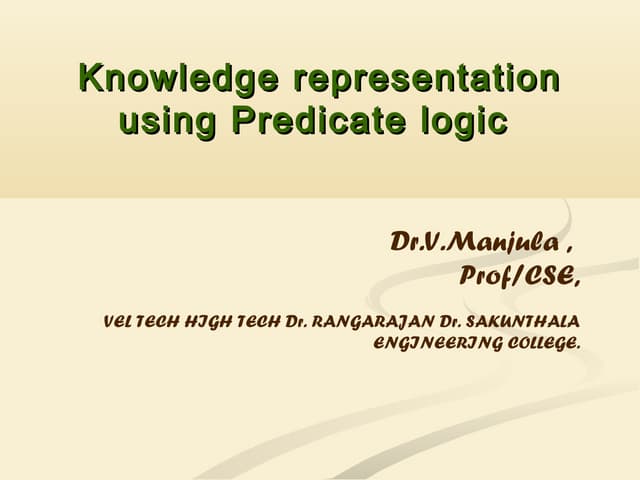 L03 ai - knowledge representation using logic