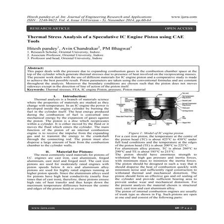Design, Thermal Analysis and Optimization of a Piston using Ansys | PDF