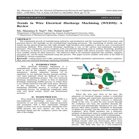 Trends in Wire Electrical Discharge Machining (WEDM): A Review