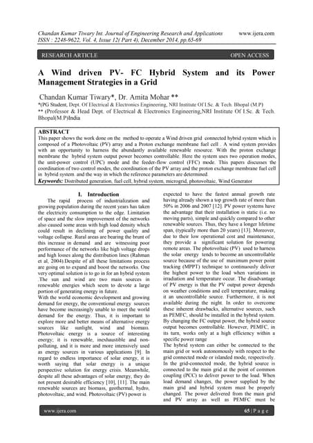 A Wind driven PV- FC Hybrid System and its Power Management Strategies in a Grid