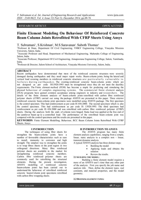 Finite Element Modeling On Behaviour Of Reinforced Concrete Beam Column Joint...