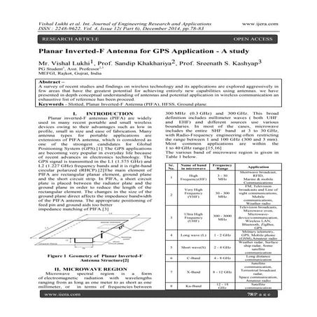 Planar Inverted-F Antenna for GPS Application - A study