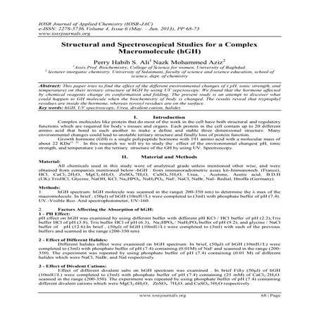 Structural and Spectroscopical Studies for a Complex Macromolecule (hGH)