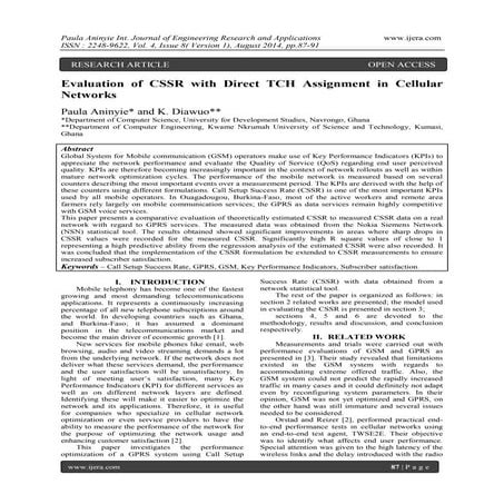 Evaluation of CSSR with Direct TCH Assignment in Cellular Networks