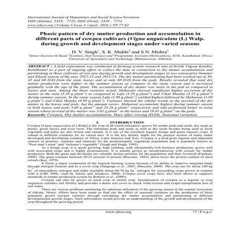Phasic pattern of dry matter production and accumulation in different parts o...