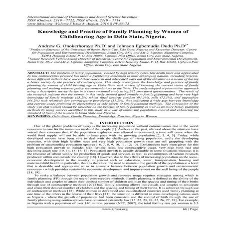 Knowledge and Practice of Family Planning by Women of Childbearing Age in Del...