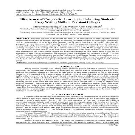 Effectiveness of Cooperative Learning in Enhancing Students’ Essay ...