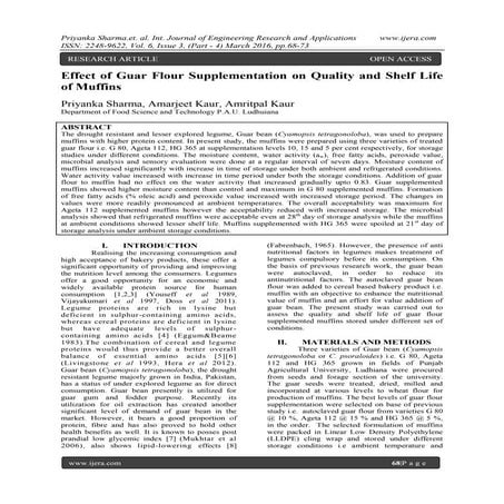 Effect of Guar Flour Supplementation on Quality and Shelf Life of Muffins 