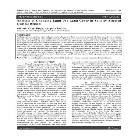 Analysis of Changing Land Use Land Cover in Salinity Affected Coastal Region