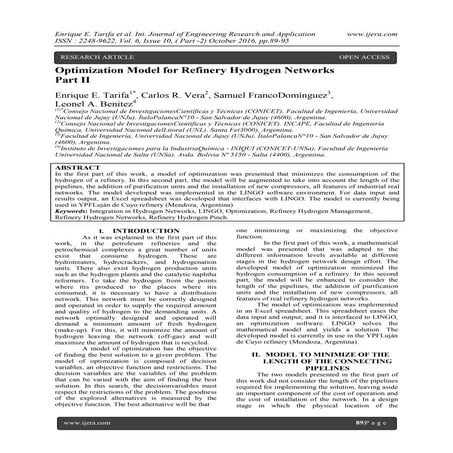 Optimization Model for Refinery Hydrogen Networks Part II | PDF