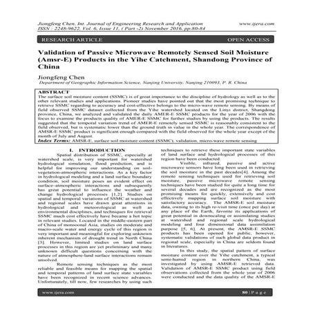 Validation of Passive Microwave Remotely Sensed Soil Moisture (Amsr-E) Produc...