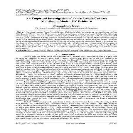 An Empirical Investigation of Fama-French-Carhart Multifactor Model: UK Evidence