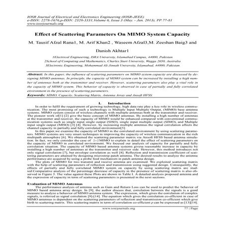 Effect of Scattering Parameters On MIMO System Capacity