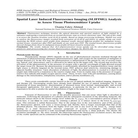 Spatial Laser Induced Fluorescence Imaging (SLIFIMG) Analysis to Assess Tissu...