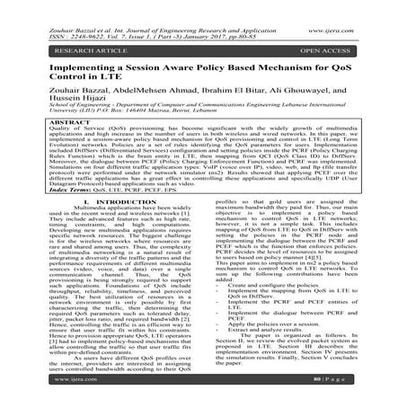 Implementing a Session Aware Policy Based Mechanism for QoS Control in LTE