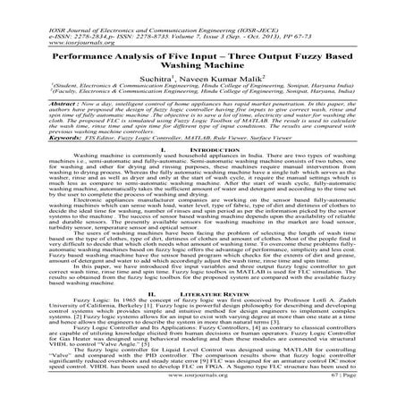 Performance Analysis of Five Input – Three Output Fuzzy Based Washing Machine