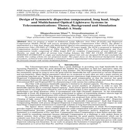 Design of Symmetric dispersion compensated, long haul, Single and Multichanne...