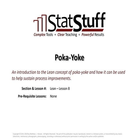 Poka Yoke with Matt Hansen at StatStuff