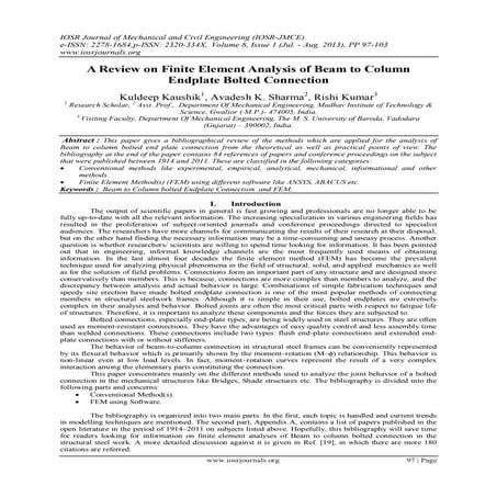 A Review on Finite Element Analysis of Beam to Column Endplate Bolted Connection