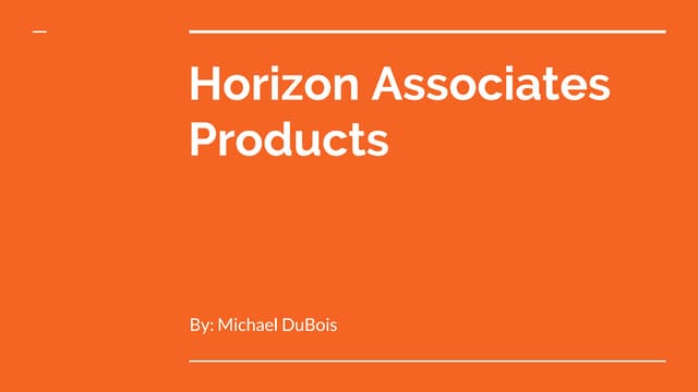 Horizon Associates Product Line