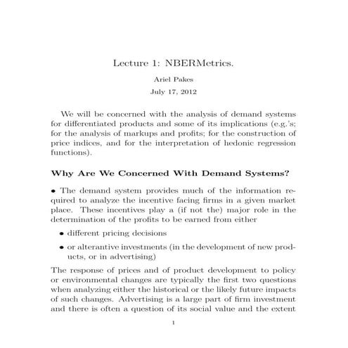 Lecture 1: NBERMetrics