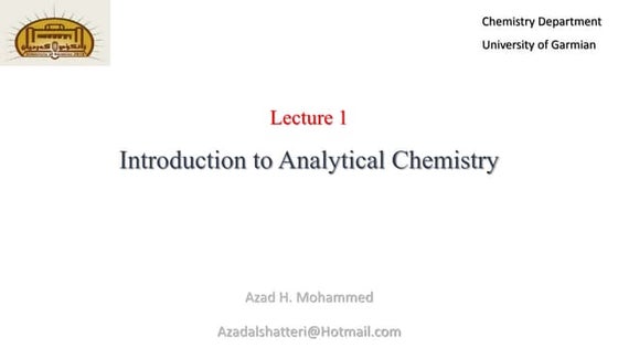 Chapter 1 introduction to analytical chemistry | PPT | Chemistry | Science