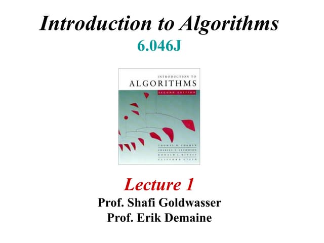 Welcome to Introduction to Algorithms, Spring 2004 | PPT