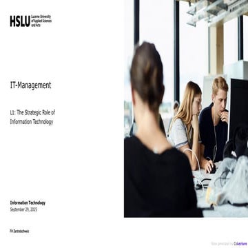 IT Management: strategic role of IT in Organisations