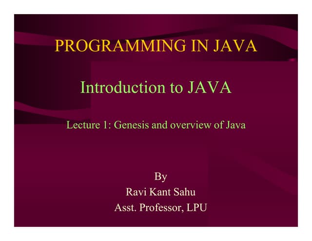 Genesis and Overview of Java | PPT