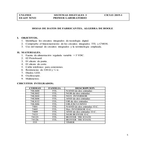 Primer Laboratorio - Sistemas Digitales I