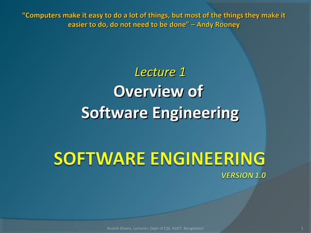 L1  overview of software engineering