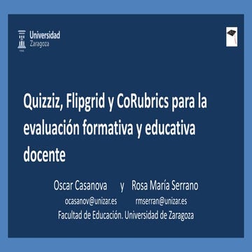 Quizziz, Flipgrid y CoRubrics para la evaluación formativa y educativa docente