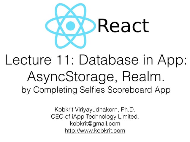 React-Native Lecture 11: In App Storage