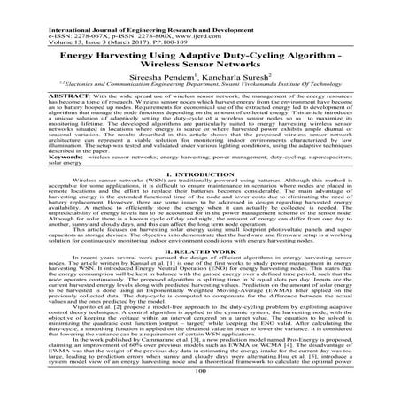 Energy Harvesting Using Adaptive Duty-Cycling Algorithm - Wireless Sensor Net...
