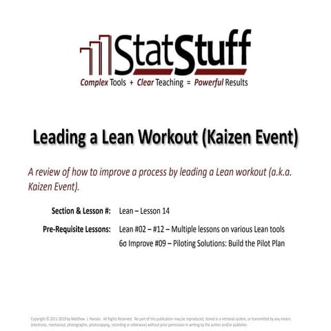 Leading a Lean Workout (Kaizen Event) with Matt Hansen at StatStuff
